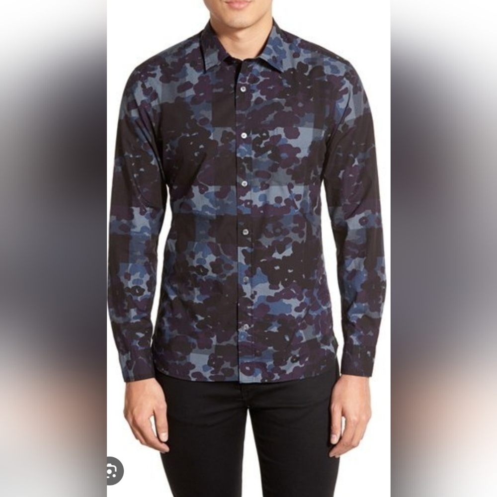 Burberry Men's Alden Multi Camo Button Down Trim Fit Sport Shirt Camo $425 XL - Picture 7 of 13